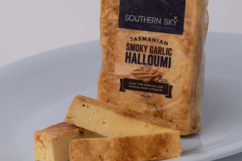 Tasmanian smoky garlic halloumi